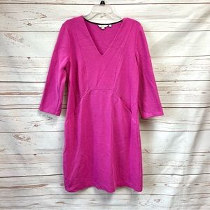 Boden Hot Pink Bronte Ottoman Textured Knit Pocket Mod Shift Dress